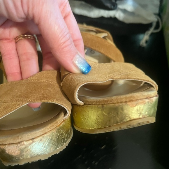 Jimmy Choo Leather Glitter Accent Sandals - Picture 11 of 13